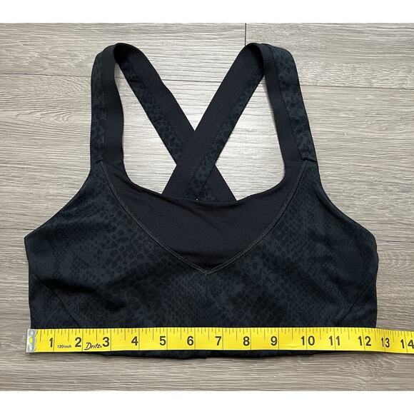 Lululemon Energy Bra Long Line Black Animal Print Crossback Size XS - Picture 3 of 3